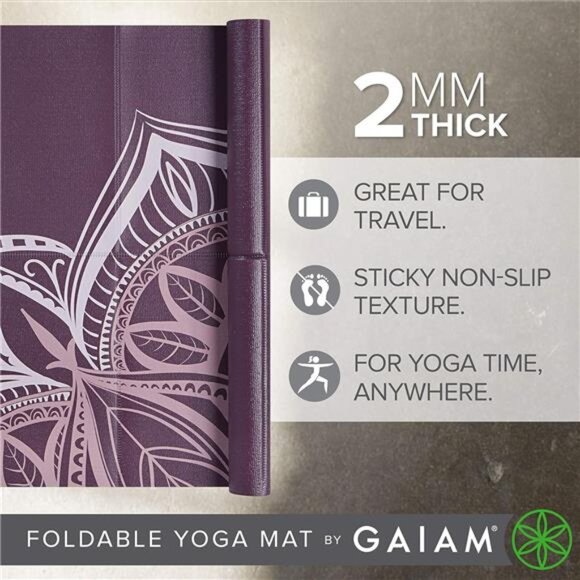 Yoga Mat - Folding Travel Fitness & Exercise Mat -Foldable Yoga Mat for All Type - Picture 2 of 6